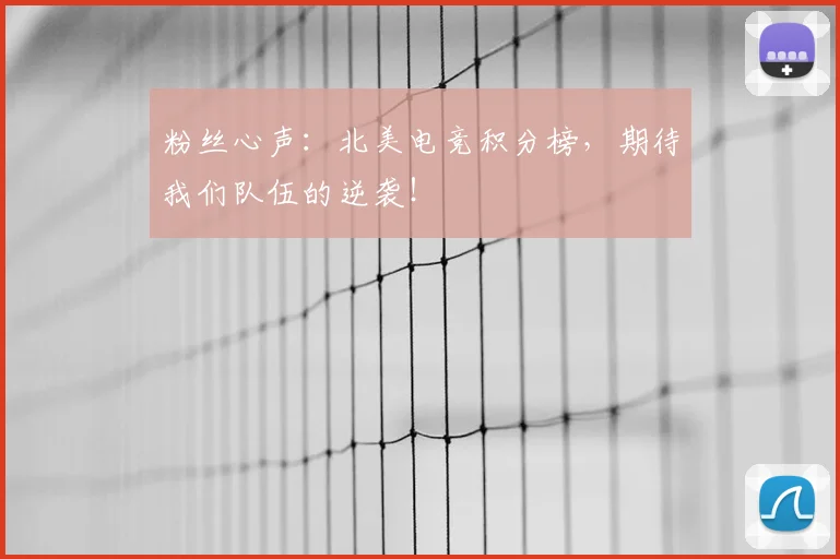 粉丝心声：北美电竞积分榜，期待我们队伍的逆袭！